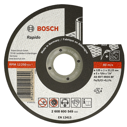 Đá Cắt Inox Bosch 125x2x22.2mm 2608600094