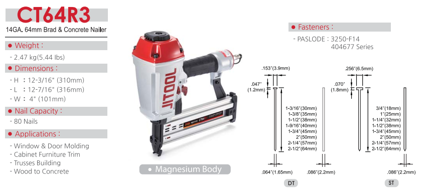 Máy bắn đinh bê tông 30~64mm JIT CT64R3 - JIT - Công ty TNHH TBCN Nhịp Cầu Việt - Máy móc thiết bị công nghiệp .